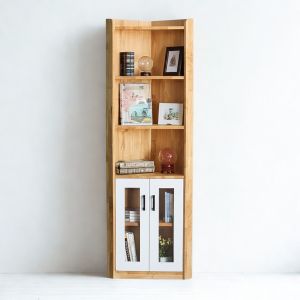 Kệ góc tường cửa kính 40x40x170cm gỗ cao su KGT68047